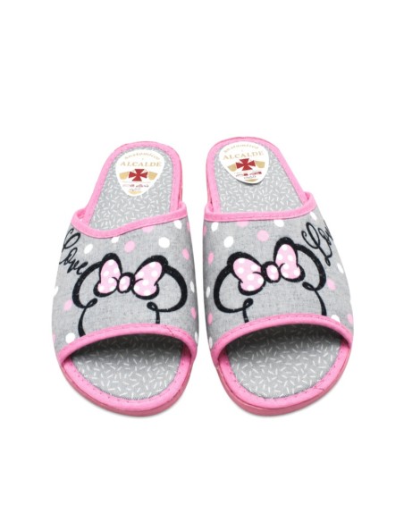 Zapatillas de estar por casa verano mujer gris y rosa destalonadas