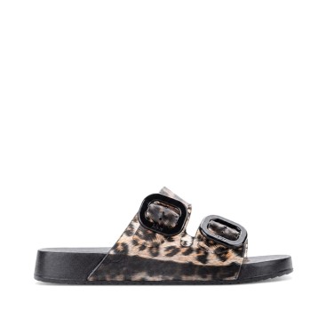 chanclas mujer igor habana leopardo negro vista lateral