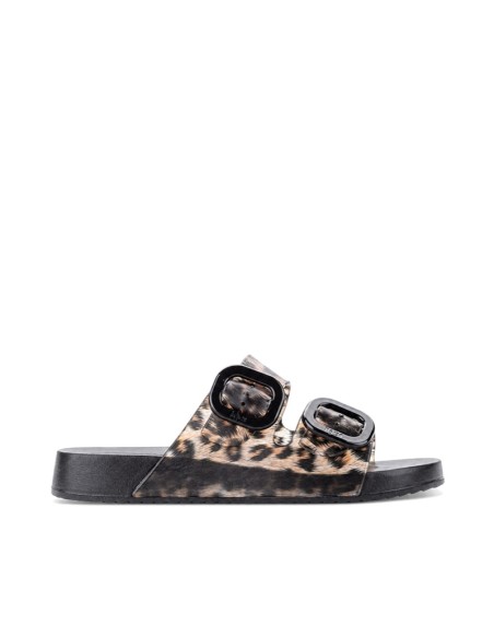 chanclas mujer igor habana leopardo negro vista lateral