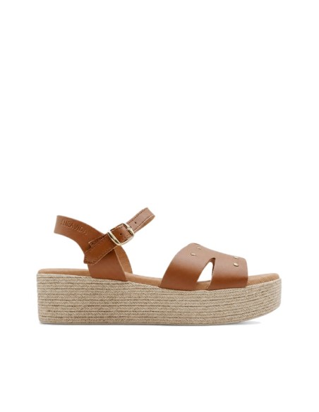 sandalias piel tachuelas camel