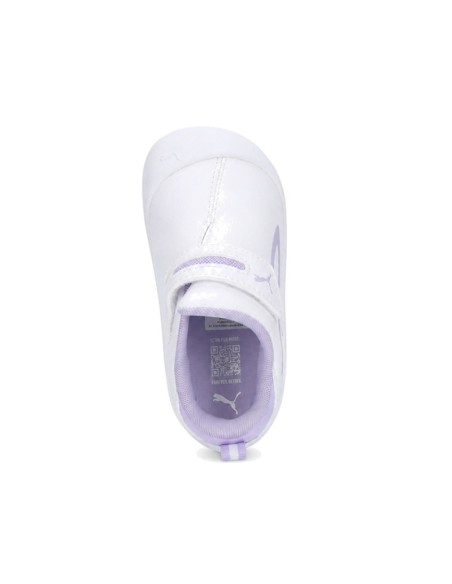 Zapatillas Puma Kitten infantiles vistas desde arriba con interior lila