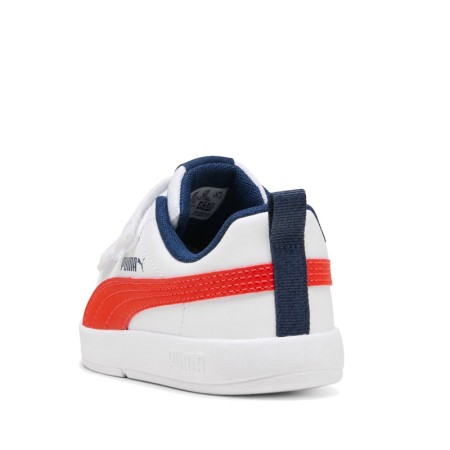 Zapatillas Puma Courtflex V3 V vistas desde atrás con talón azul marino