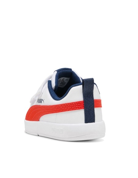 Zapatillas Puma Courtflex V3 V vistas desde atrás con talón azul marino