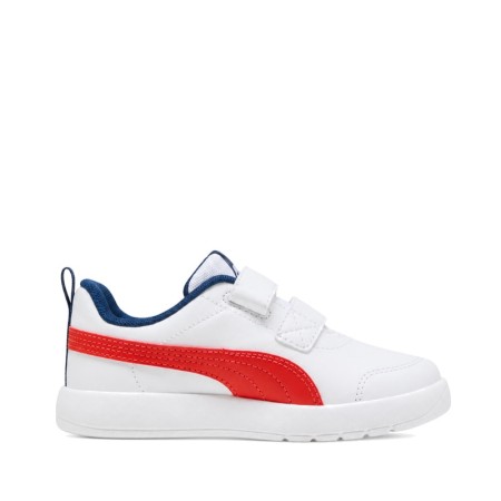 Zapatillas infantiles Puma Courtflex V3 V con forro azul y suela de goma