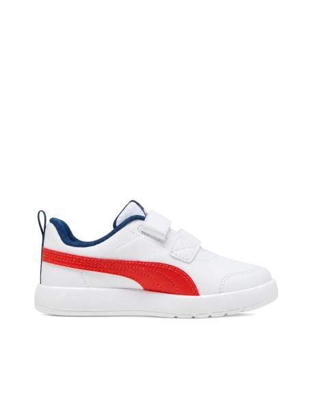 Zapatillas infantiles Puma Courtflex V3 V con forro azul y suela de goma