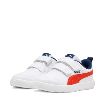 Zapatilla Puma Courtflex V3 V blanca con doble cierre adherente lateral