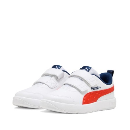 Zapatilla Puma Courtflex V3 V blanca con doble cierre adherente lateral