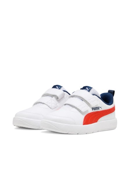 Zapatilla Puma Courtflex V3 V blanca con doble cierre adherente lateral