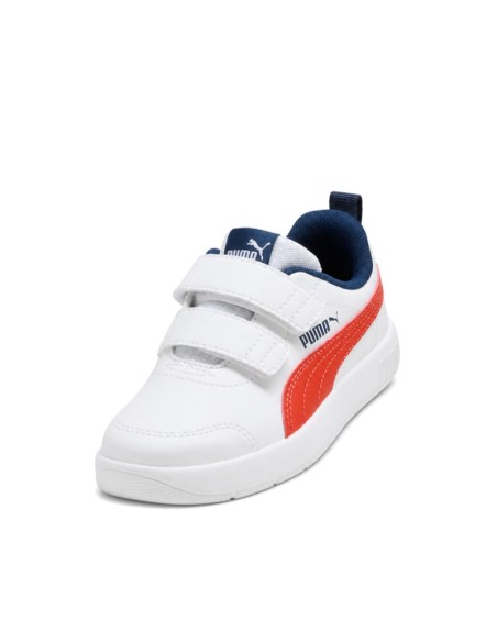 Zapatillas Puma Courtflex V3 V PS blancas y rojas para niño