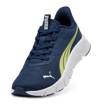Zapatillas deportivas Puma junior azul marino y lima con malla transpirable