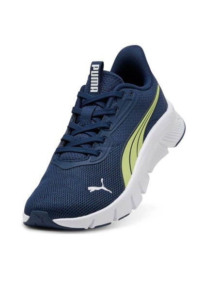 Zapatillas deportivas Puma junior azul marino y lima con malla transpirable