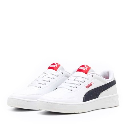 Zapatillas Puma Court Classic Clean para niño en color blanco azul marino y rojo