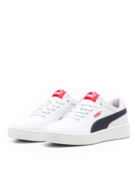 Zapatillas Puma Court Classic Clean para niño en color blanco azul marino y rojo