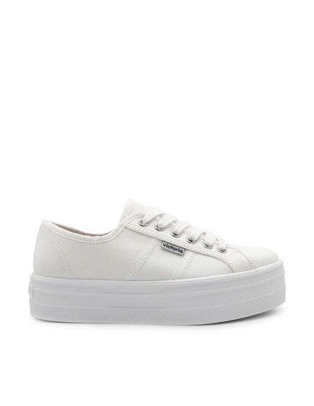 Zapatilla Victoria blanca con plataforma vista lateral
