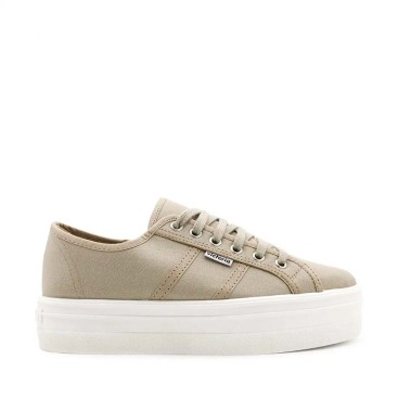 zapatilla lona victoria beige con plataforma