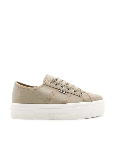 zapatilla lona victoria beige con plataforma