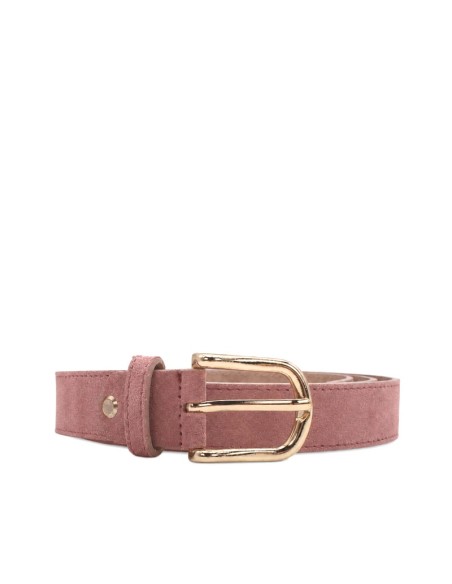 Cinturón rosa de serraje para mujer de 125 cm con trabilla y agujeros ajustables