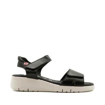 sandalia negra mujer de piel con velcro