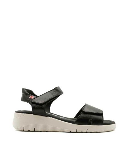 sandalia negra mujer de piel con velcro
