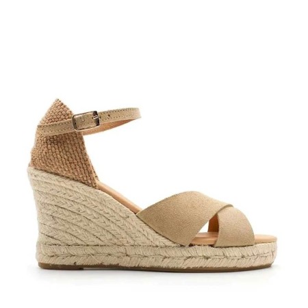 Sandalias beige cuña esparto