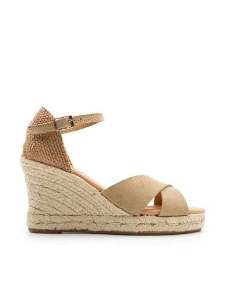 Sandalias beige cuña esparto