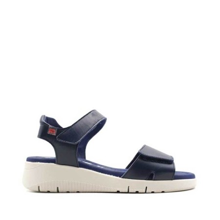 Sandalia casual velcros marino de piel