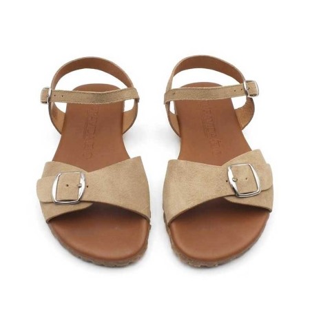 Sandalia barefoot beige de piel