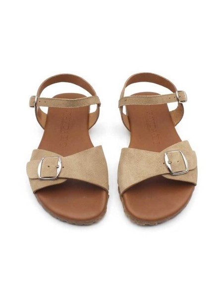 sandalias mujer serraje beige vista superior par