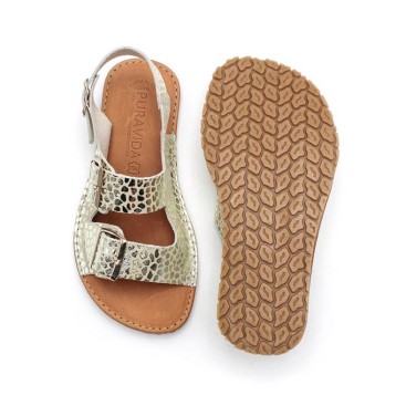 sandalias respetuosas adulto piel estampada metalizada
