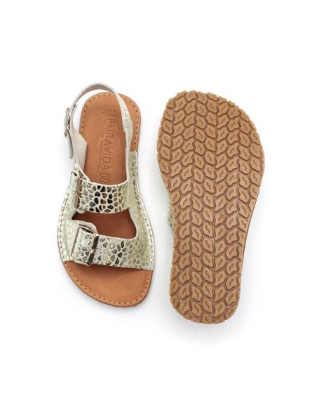 sandalias respetuosas adulto piel estampada metalizada
