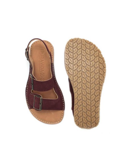 sandalias barefoot mujer burdeos hebillas ajustables