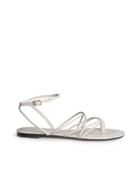 sandalia plana de tiras finas blanca