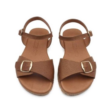 Sandalias barefoot mujer marrón vista frontal