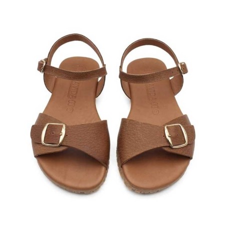 Sandalia barefoot marrón de piel