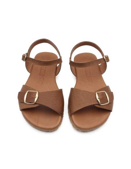 Sandalias barefoot mujer marrón vista frontal