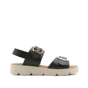 sandalias negras de plataforma piel
