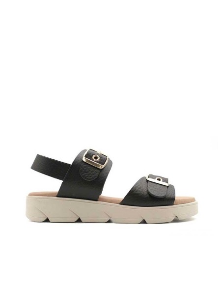 sandalias negras de plataforma piel