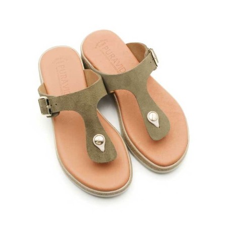 sandalias tipo esclava verdes de piel