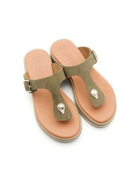 sandalias tipo esclava verdes de piel