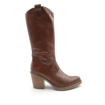Bota cowboy marrón de piel