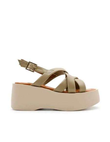 sandalias color caqui de plataforma