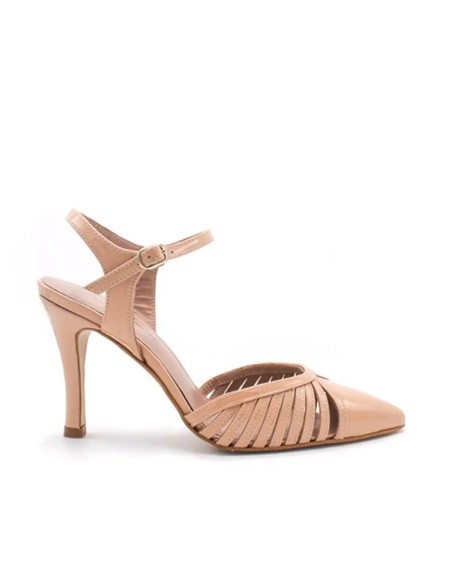 zapatos tacón charol rosa