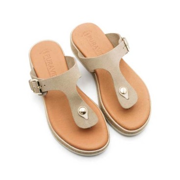 sandalias planas esclavas beige