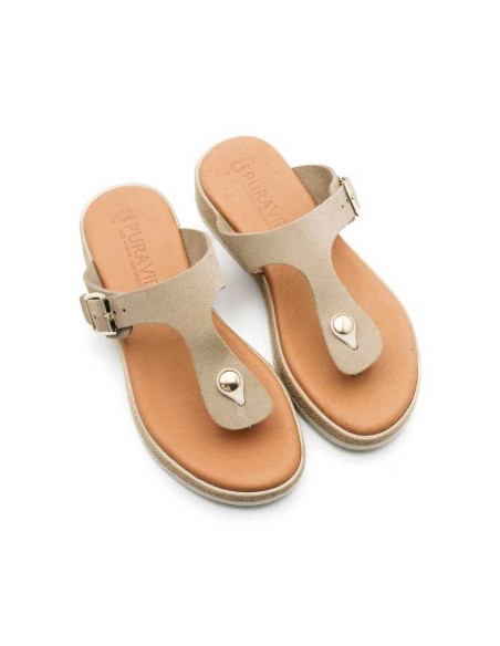 sandalias planas esclavas beige