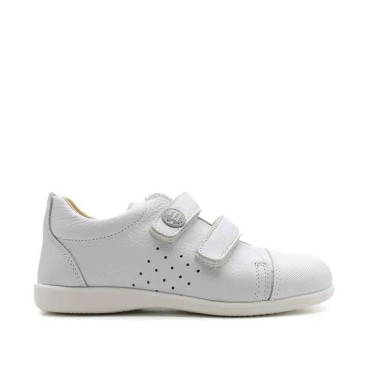 zapatilla blanca Niño de piel con velcros
