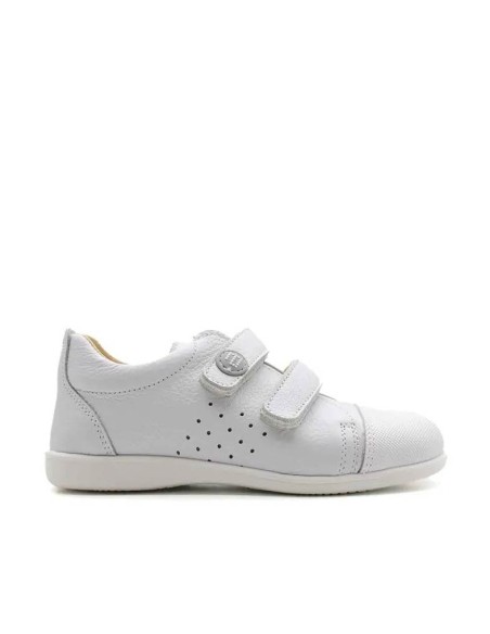 zapatilla blanca Niño de piel con velcros