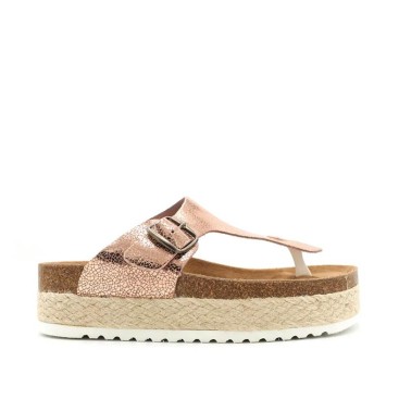sandalia esclava bio con plataforma color champang