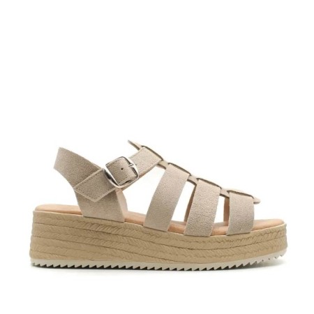 Sandalia plataforma beige tipo cangrejera