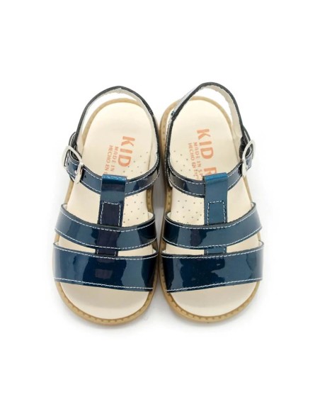 sandalias niña azul marino de charol