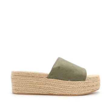 Sandalia mule plataforma verde